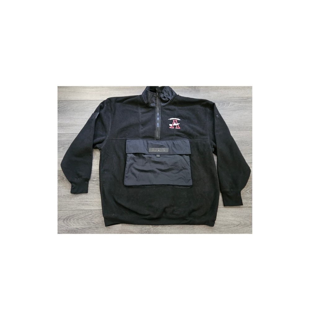 Fleece Pullover Football Logo‎ Front Pocket Black Mens Large